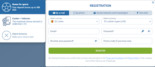 Login in the 1xBet APK